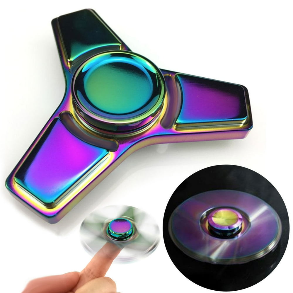 Rainbow Metal EDC Triangle Spinner Fidget Toys High Speed Hand Finger Multicolor TriSpinner for