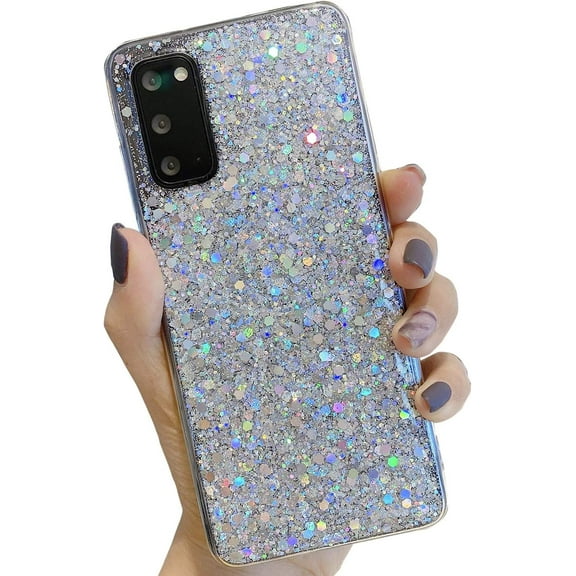 Galaxy S22 Plus Glitter Case, Cute Sparkle Bling Shiny Slim Soft Reflective Clear TPU Rubber Bumper for Girl Women Protective Cover for Samsung Galaxy S22 Plus (Silver)