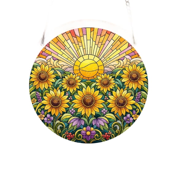 Acrylic Suncatcher Window Hanging Ornament 2D Sunflower Pattern Wall Home Decor 1 Pack