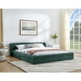 thumbnail image 2 of Miekor Furniture Queen Size Upholstered Bed Frame With Thick Fabric, Chenille Fabric Grounded Queen Size Platform Bed With Headboard And Solid Frame-Green & Blue(87"*67"*23.5") 76545, 2 of 10