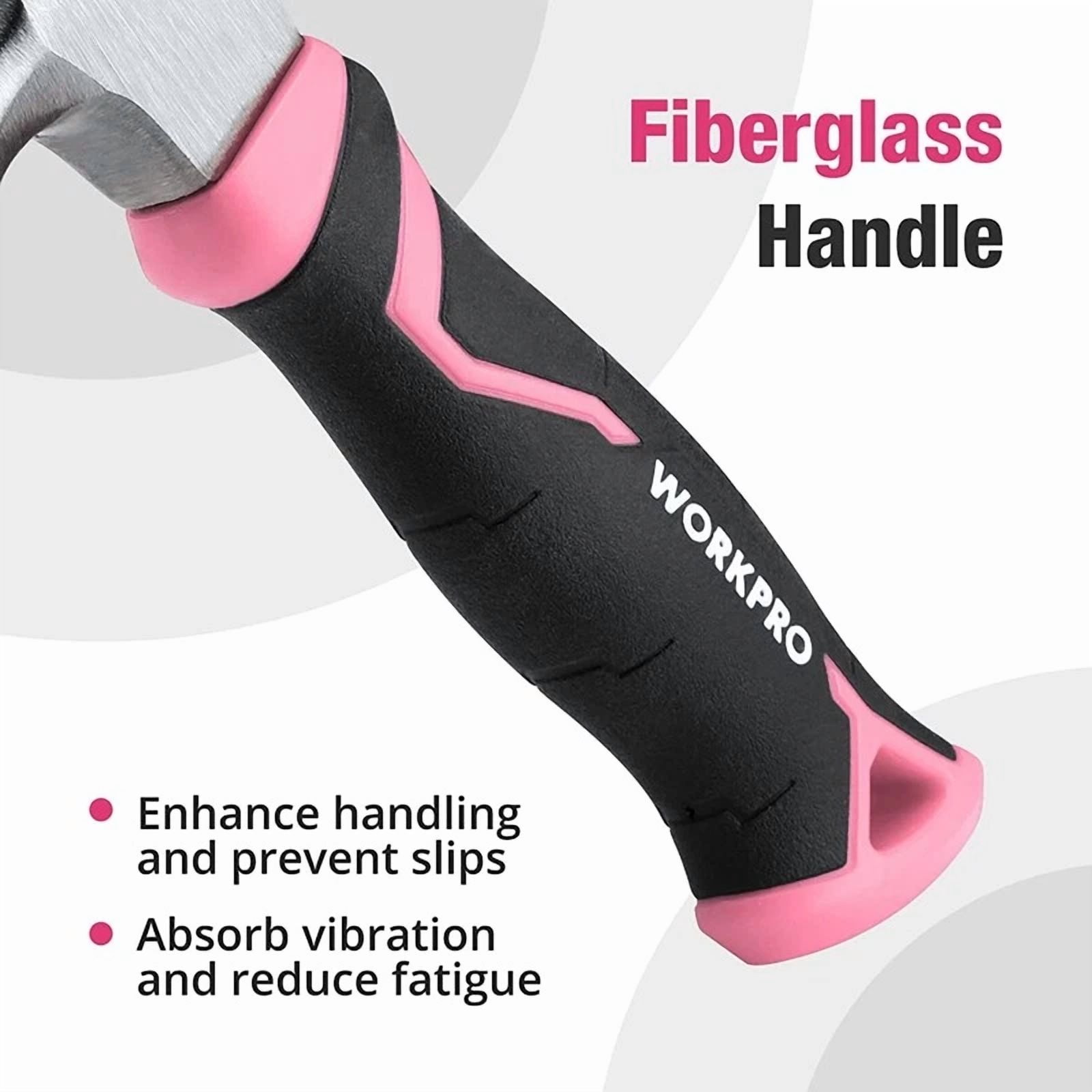PRIME - Workpro 8Oz Claw Hammer Forged Hardened Steel Head Smooth Face Fiberglass Handle