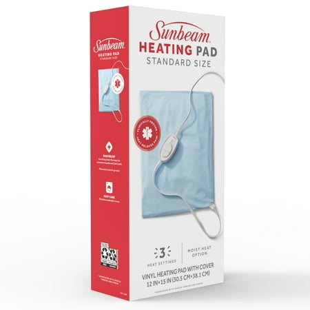 Sunbeam Standard Size Heating Pad with Moist Heat Sponge for Muscle Ache, 12" x 15"