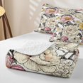 thumbnail image 4 of Erosebridal Vintage Peony Daisy Quilt King,Wild Floral Watercolor King Coverlet Set For Girls,3pcs, 4 of 7