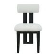 thumbnail image 3 of LivinVeluris Modern Elegance White Bouclé Fabric & Black Wooden Leg Dining Chairs – Set of 2, 3 of 9