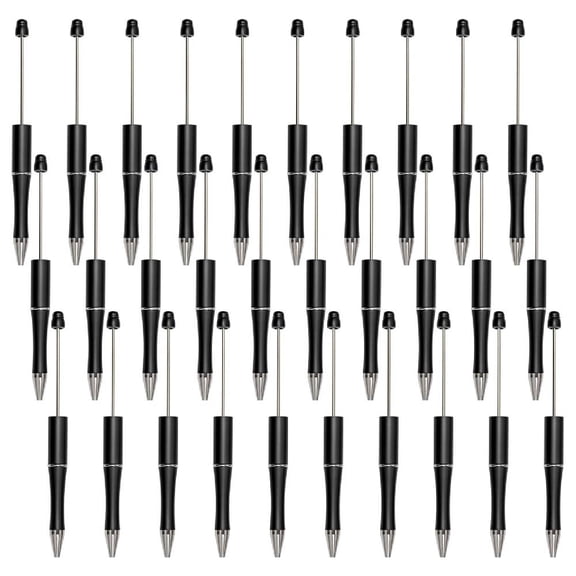 YangNengwen 30 Pieces Pens Beadable Pens 1.0mm Black Ink DIY Pens Ballpoint Pens (Black)