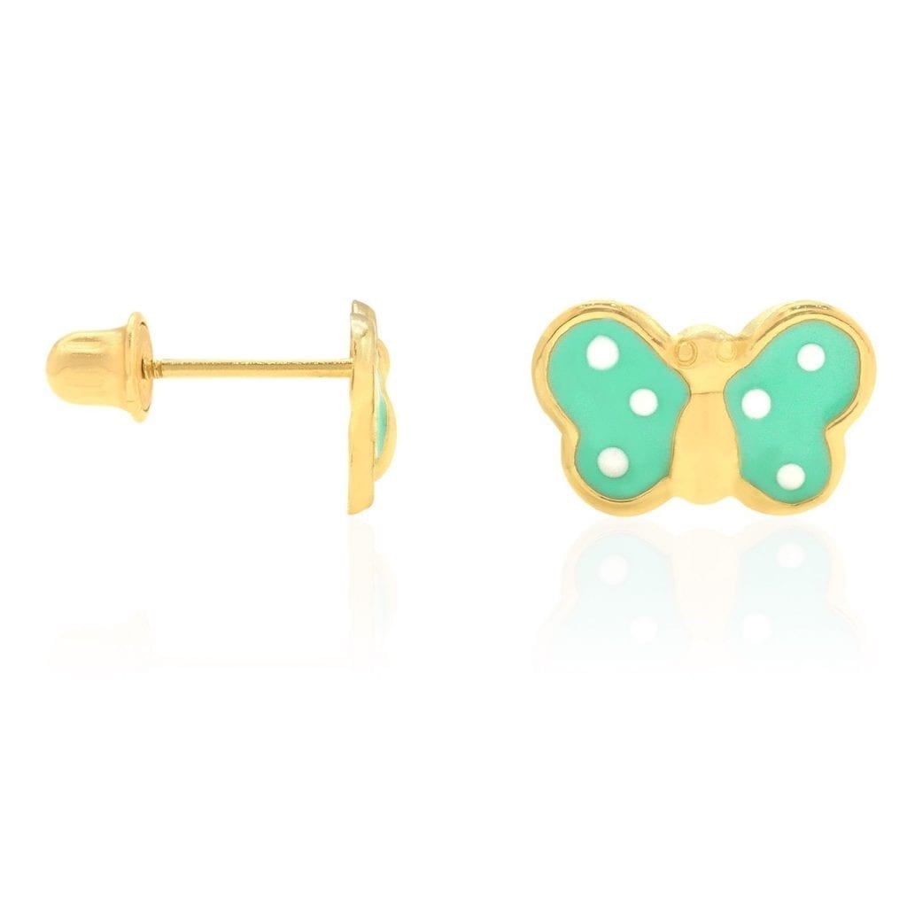 14K Gold Star Stud Earrings - Tiny Gold Star Earrings - Screwback Studs for Girls - Puffy Star Earrings - Safety Screw Back Earrings Babies