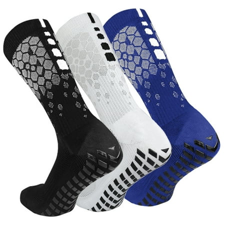 OWSOO 3 Pairs Football Socks for Men and Women Breathable Athletic Socks with Grippers for Football Basketball Yoga Running Cycling