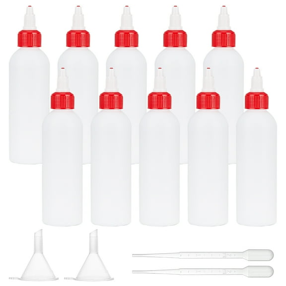 Plastic Squeeze Bottle Liqiud Bottle with Plastic Funnel Hopper Plastic Dropper White 39.5x151mm Capacity: 120ml(4.06 fl. oz) 12pcs