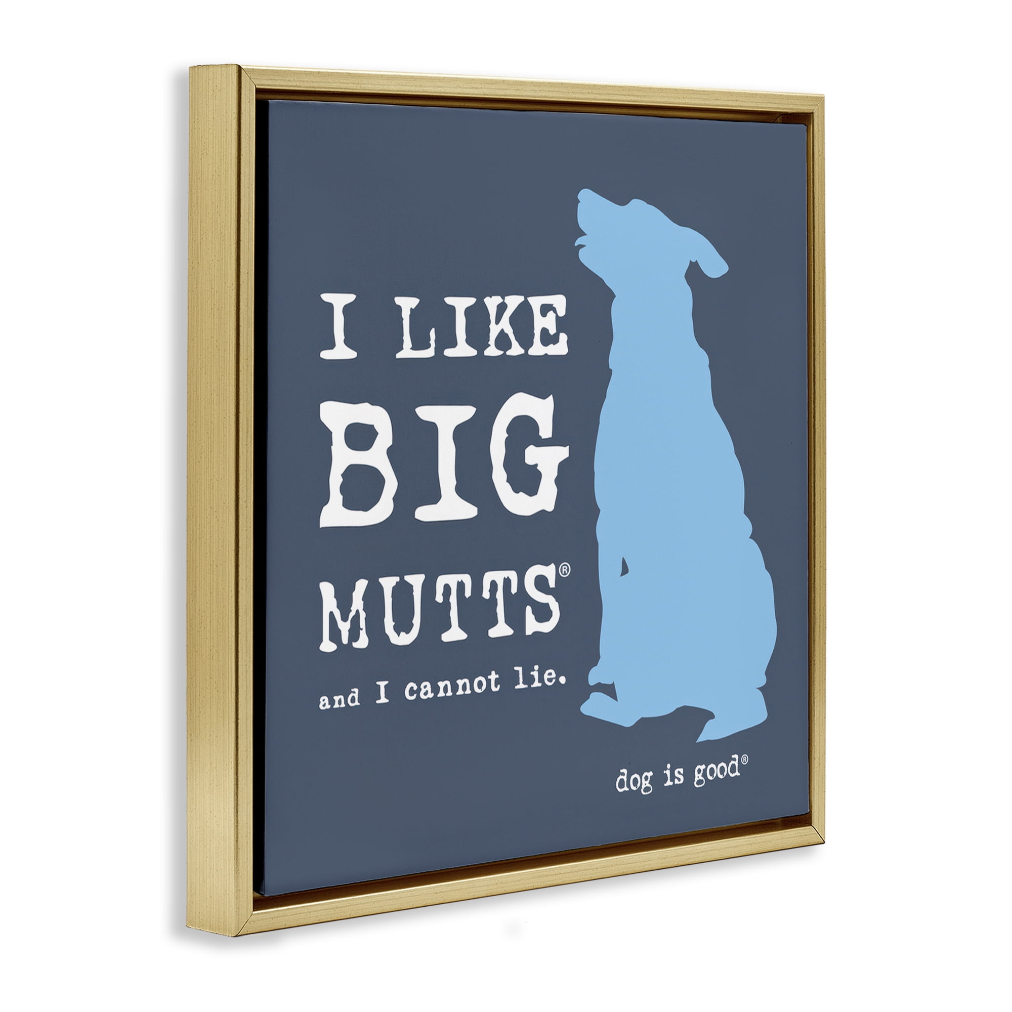 Stupell Industries Like Big Mutts Pet Humor Animals Painting Gold Floater Framed Canvas Art Print Wall Art, 18 x 18