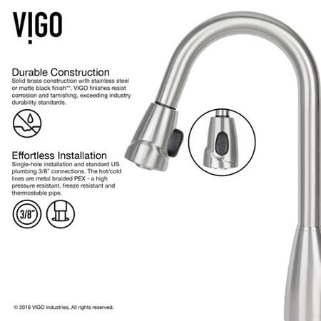 Vigo Pull Out Spray Kitchen Faucet With Deck Plate Stainless Steel Vigo Pull Out Spray Kitchen Faucet With Deck Plate Stainless Steel