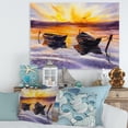 thumbnail image 2 of Designart ' Two Small Boats Parking On The Shore and Sunset ' Lake House Canvas Wall Art Print, 2 of 4
