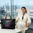 thumbnail image 3 of ZUXONGSY Skull Rose Print Tote Handbag for Women Lightweight Handle Handbag Casual Satchel Handbags with Zipper for Excursions Shopping, 3 of 6