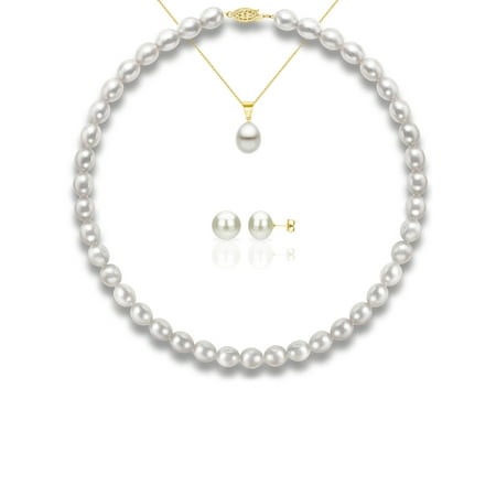 Button Shape Pearl - Gold Over Silver 7-8mm Freshwater Pearls 18