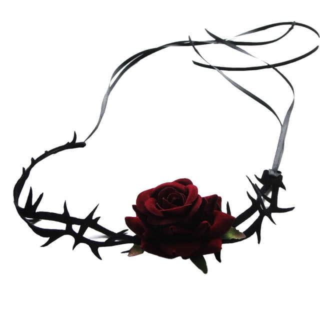 Gargantilla gótica de rosas, collar retro con flores florales para fiesta de Halloween y graduación