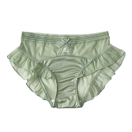 HAiming Women s Seamless Panties High Waist Ruffle Ice Silk Stretch Underwear Bikini Comfort Breathable Briefs