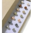 thumbnail image 2 of K-KED Wholesale 7-8mm Multicolor Freshwater Pearl Silver Stud Earrings-Gray, 2 of 5