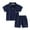 Navy, variant on Odeerbi Kids Boys 2 Piece Outfits Cotton T-shirt Shorts Set Summer Clothes Fashion Casual Short Sleeve Turndown Collar Botton Tops Solid Color Short Pants Sets Coffee