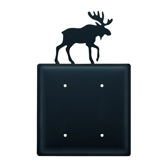 Double Electrical Cover with Metal Moose Accent, Black