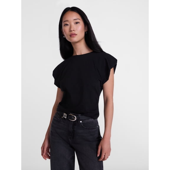 Scenario Women's and Women's Plus Tee with Short Bubble Cap Sleeves, Sizes XS-4X