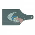 thumbnail image 1 of Bear Cutting Board, Design with a Bear in Pajamas Sleeping on the Grungy Moon, Decorative Tempered Glass Cutting and Serving Board, Wine Bottle Shape, Bluegrey Beige Pink, by Ambesonne, 1 of 1