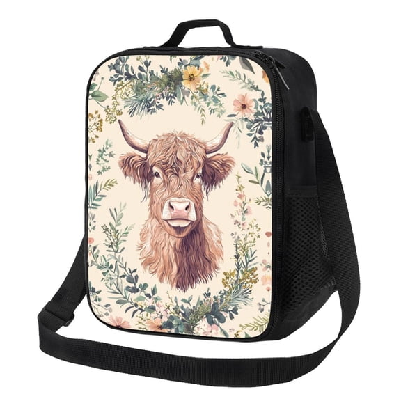 Highland Cow Lunch Bag Reusable Lunch Box Insulated Tote Bag with Adjustable Shoulder Strap