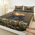 thumbnail image 3 of jejeloiu Rustic Hunting Bed Sheets,Safari Animal Bear King Sheets,Brown Green Sheet Set For Boys,Ultra Soft Home Decor,4-Piece, 3 of 7