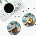 thumbnail image 4 of Disketp Fresh Coconut Splash Funny Coasters,4 Pcs Leather Coasters with Holder, Perfect Housewarming Hostess Gifts,Protect Furniture from Water Marks Scratch and Damage-Octagon, 4 of 6