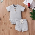 thumbnail image 2 of XEGLSBU Toddler Boy Outfits 18-24 Months Long Sleeve Warm Baby Boy Outfits Long Sleeve Romper and Shorts 2PCS for Toddlers Fall Grey Size 3-6 Months, 2 of 9