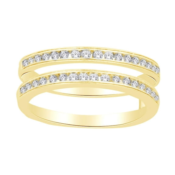 AFFY Round Cut (0.4 Cttw) White Diamond Enhancer Ring Guard In 14K Solid Yellow Gold