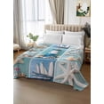 thumbnail image 2 of Nautical Lighthouse Twim XL Size Flat Sheet, Wrinkleproof & Fadeproof Cooling Flat Bed Sheet Only, Ocean Starfish Anchor Sailboat Shell Breathable Soft Bedding Top Sheets 66 x 102 Inches, 2 of 8