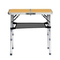 thumbnail image 2 of Folding Camping Table, Wooden Pattern, 3 Adjustable Heights, Aluminum Frame, Mesh Shelf, 110lb Capacity for Camping/Picnics/Beach/Patio, 2 of 12
