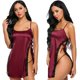 thumbnail image 1 of VISgogo, lencería Sexy para mujer, sin mangas, Color puro, vestido de encaje con tirantes, ropa de dormir dividida, picardías, camisón VISgogo moda, 1 of 1