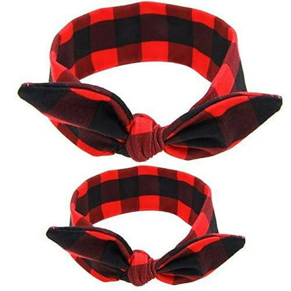 Shimmer Anna Shine Mommy and Me Matching Cotton and Spandex Stretch Headbands (Buffalo Plaid)