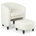 thumbnail image 1 of Gymax Modern Barrel Chair with Footrest Soft Teddy Velvet Anti-slip Felt Pads Beige, 1 of 10