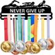 thumbnail image 1 of Exhibidor de medallas de natación "Nunca te rindas" Soporte para más de 40 medallas de natación, trofeos, cintas de premios, colgador de pared, regalo para atletas, 1 of 6