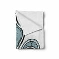 thumbnail image 2 of Fleur De Lis Soft Flannel Fleece Throw Blanket, Grungy Lily Retro Renaissance Element Victory Vintage Art Print, Cozy Plush for Indoor and Outdoor Use, 70" x 90", Blue White Black, by Ambesonne, 2 of 6