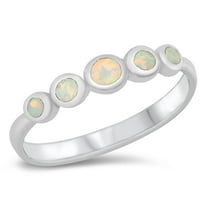 CHOOSE YOUR COLOR Modern Mosaic Circle Ring .925 Sterling Silver Band White CZ Female Size 10