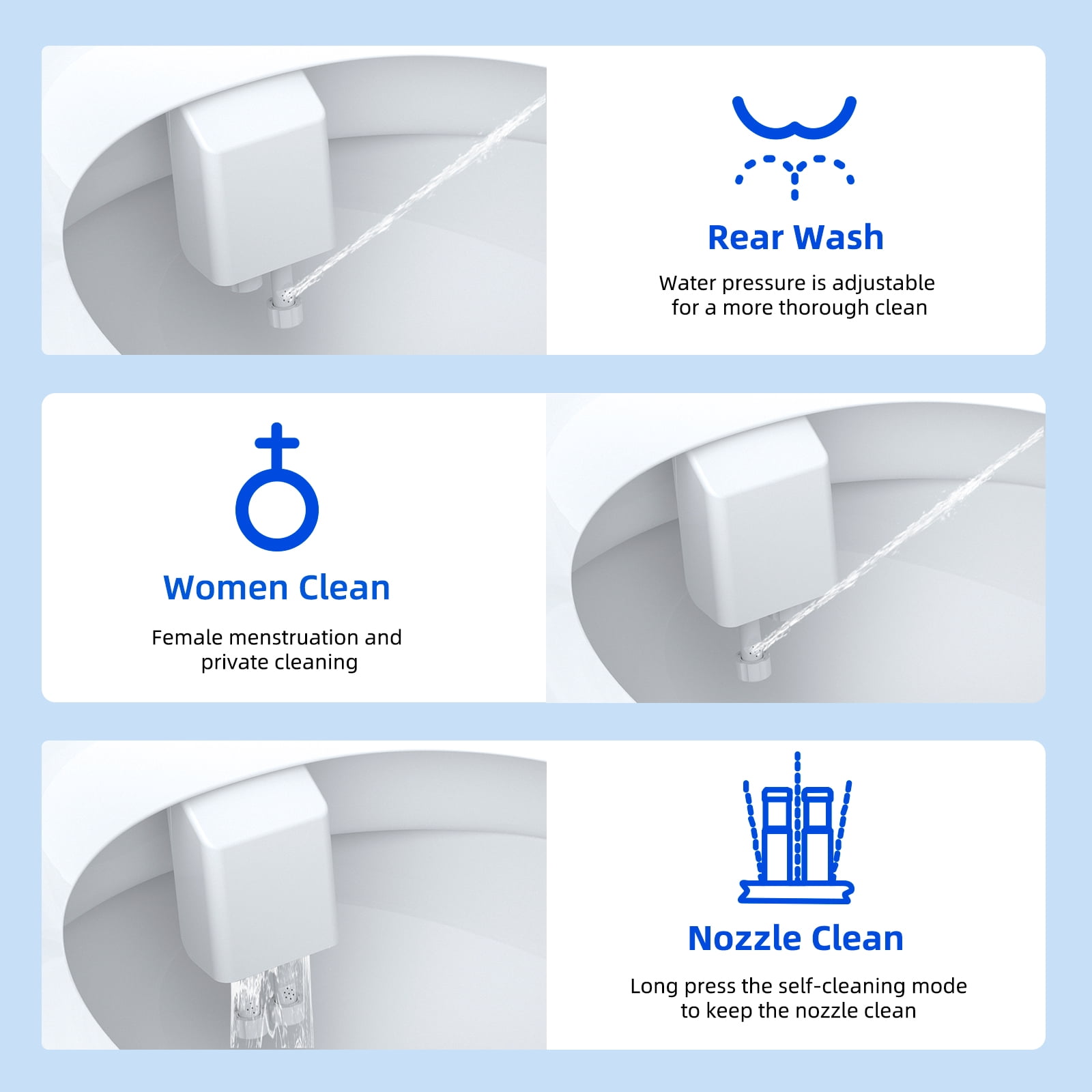 CADOVE Non-Electric Bidet Attachment for Toilet, Dual Self-Cleaning Retractable Nozzle