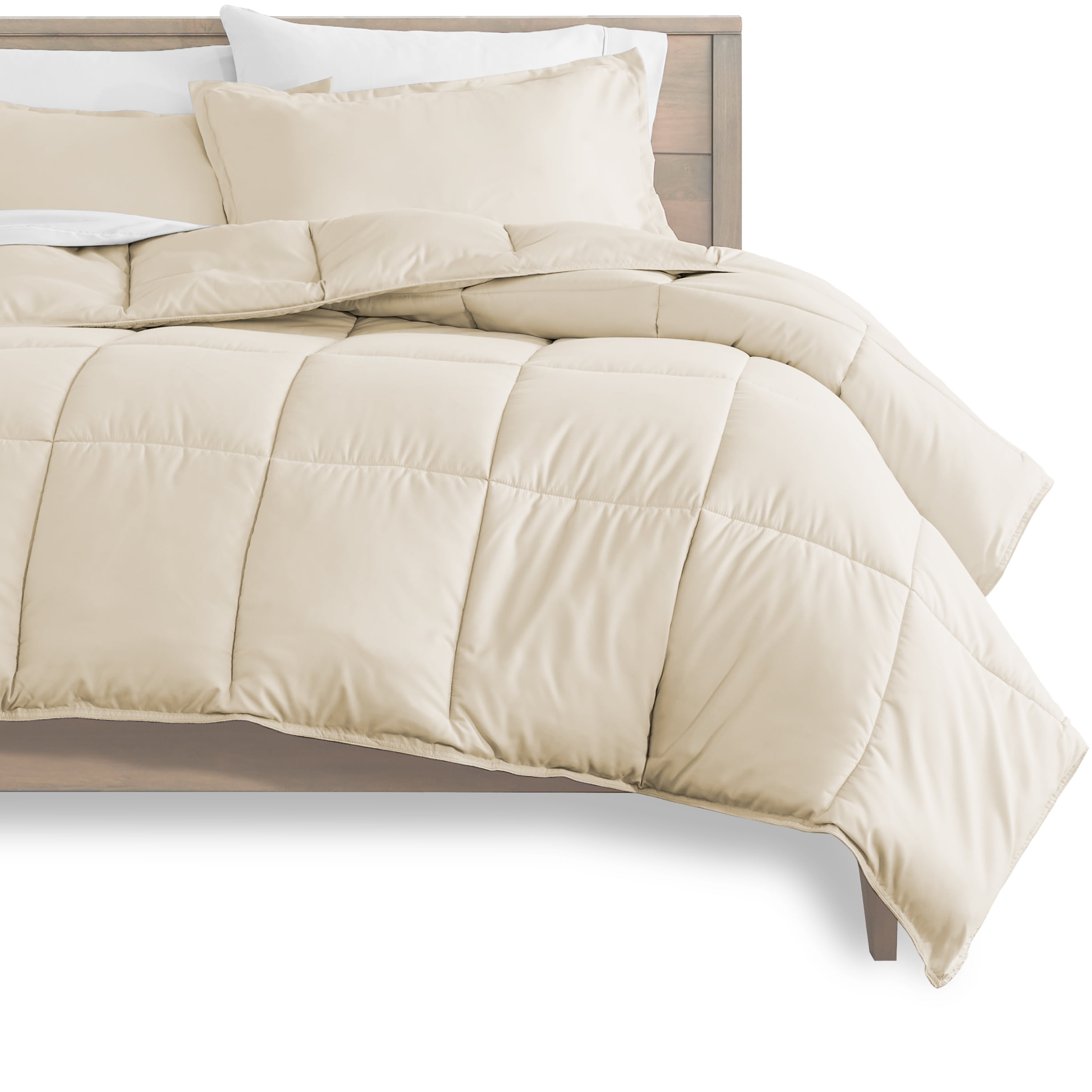 Bare Home Microfiber 8-Piece Sand and White Bed in a Bag, Split King