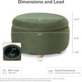 thumbnail image 2 of mopio Luna Round Ottoman with Storage and Tray, Round Coffee Table with Storage, Upholstered Foot Stools Ottoman for Living Room, Bedroom, with Solid Rubberwood Legs (Olive Green Premium Velvet), 2 of 9