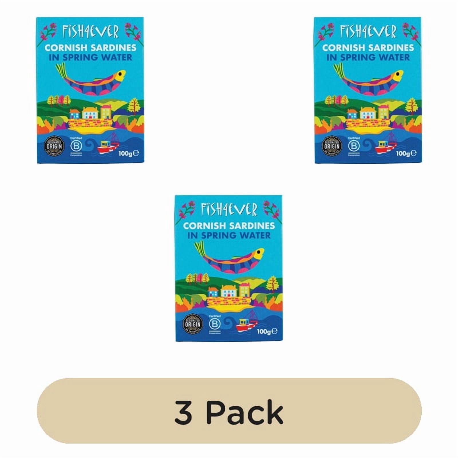 Fish4Ever Cornish Sardines in water 100g, British Import (Pack of 3)
