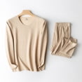 thumbnail image 2 of WZXFASHION Womens Solid Color Thermal Underwear Stretch Top & Pants Set Bra&BriefSets Beige L, 2 of 7