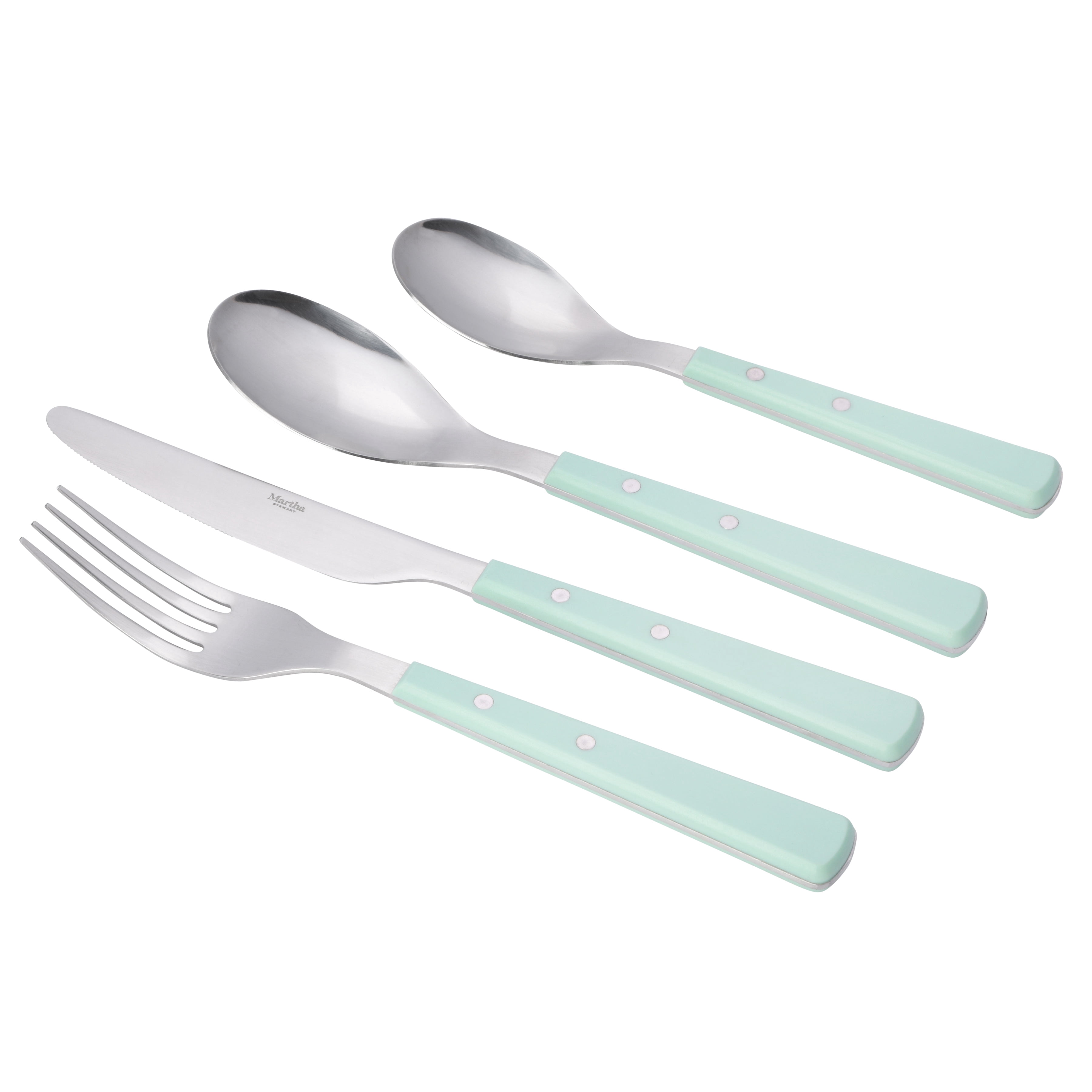 Martha Stewart Everyday Steffi Burg 16-Piece Martha Blue Stainless Steel Flatware Set