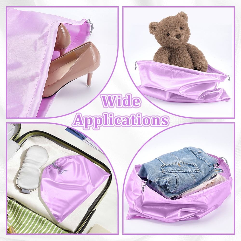 Satin Fabric Shoes Storage Bags Dustproof Drawstring Pouches Packaging Pouches Rectangle Plum 50x60x0.3cm