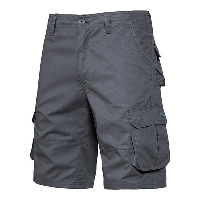 LSLJS Mens Fashion Sports Multi-Pockets Casual Summer Solid Zipper Short Pants, Mens Shorts Summer Clothes