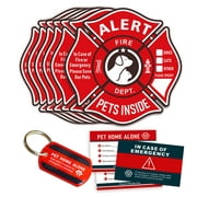 WINGKIND Pet Alert Sticker Save Our Pets Emergency Pet Inside Decal  Inside The Window Static Cling Window Decals (6 Pack) with Bonus: Wallet Card & Key Tag - NO Adhesive, Removable, UV Resistant