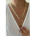 thumbnail image 3 of Oval Pearl Gold Chain Heart Necklace, 3 of 4
