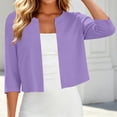 thumbnail image 4 of dazeni Women's 3/4 Sleeve Cardigan Jackets Fashion Open Front Cardigans Lightweigt Bolero Shrugs for Dresses Purple, 4 of 6
