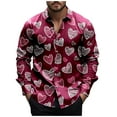 thumbnail image 3 of QATAINLAV Hawaiian Shirts for Men 2025 Valentines Day Long Sleeve Button Down Shirt Fashion Love Heart Printed Blouse Tops Party Gifts Red XL Today's Sales, 3 of 6