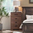 thumbnail image 4 of WAMPAT 2 Pack High Nightstand, 3-Drawer Side Table, Bedroom Living Room Office End Table, Rustic Brown, 4 of 7